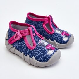 BEFADO S.A. Pantofi Papuci Befado Bear 110P469 Navy-Roz albastru marin 1