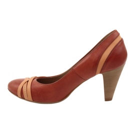 Pompe din piele pentru femei 1392 maro decorat cu dungi Edeo 1