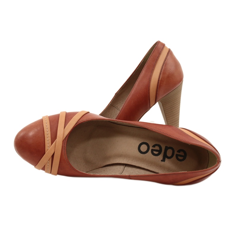 Pompe din piele pentru femei 1392 maro decorat cu dungi Edeo 4