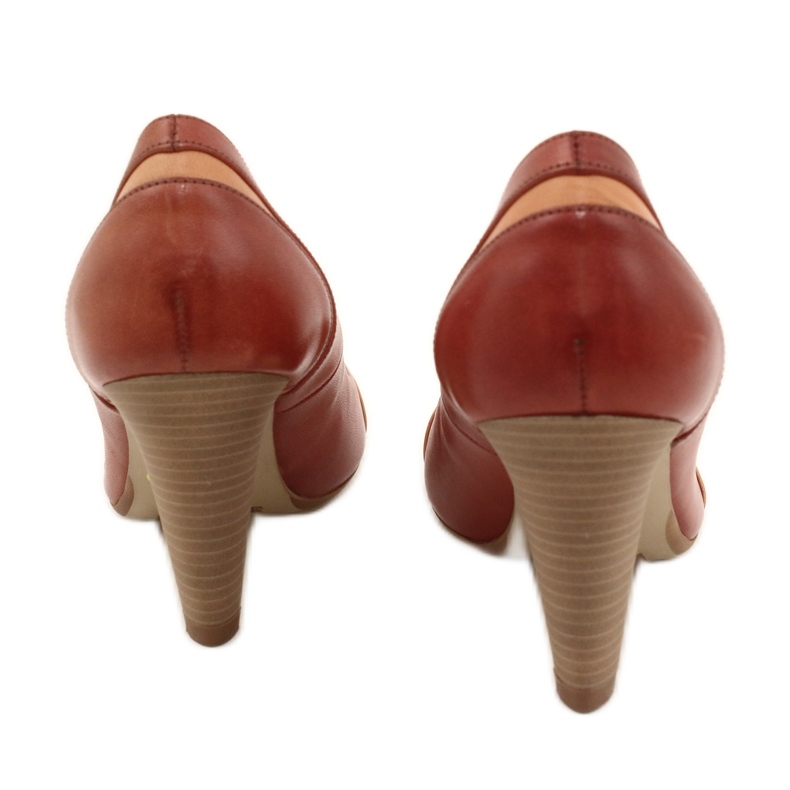 Pompe din piele pentru femei 1392 maro decorat cu dungi Edeo 3