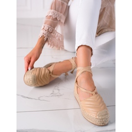 SHELOVET Espadrile legate pe platformă bej 2