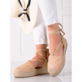 SHELOVET Espadrile legate pe platformă bej 1