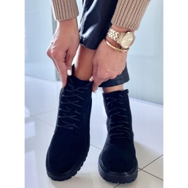 PA1 Gaten Cizme negre din piele intoarsa cu siret negru 2