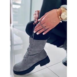 PA1 Cizme cu șireturi Lavey Grey din piele intoarsa gri 2