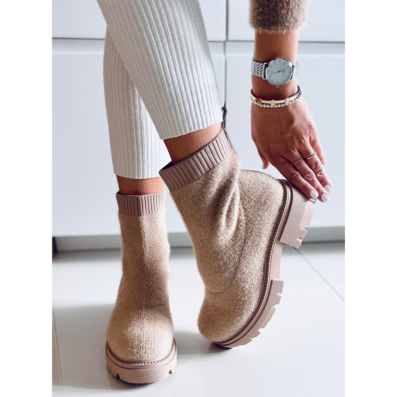 PA1 Cizme cu șosete Roanna Khaki bej 1 PA1 Cizme cu șosete Roanna Khaki bej 1