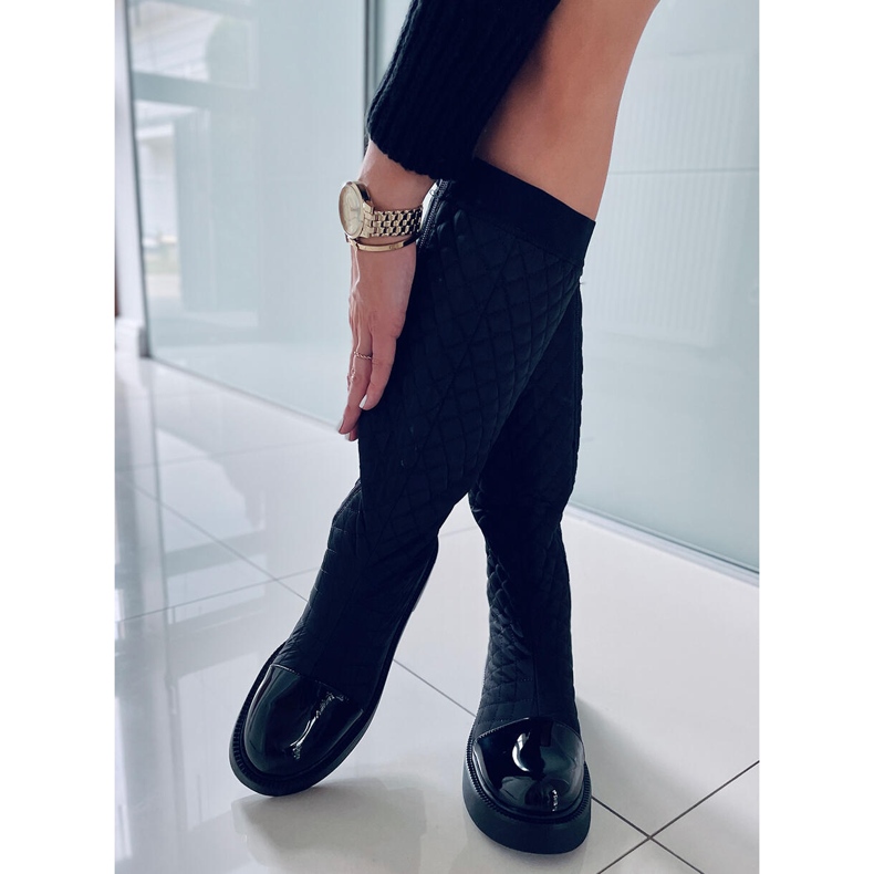 Cizme matlasate elegante Coco Black negru 2