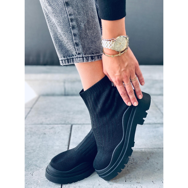 PA1 Silva BLACK + BLACK pantofi șosete negru 2