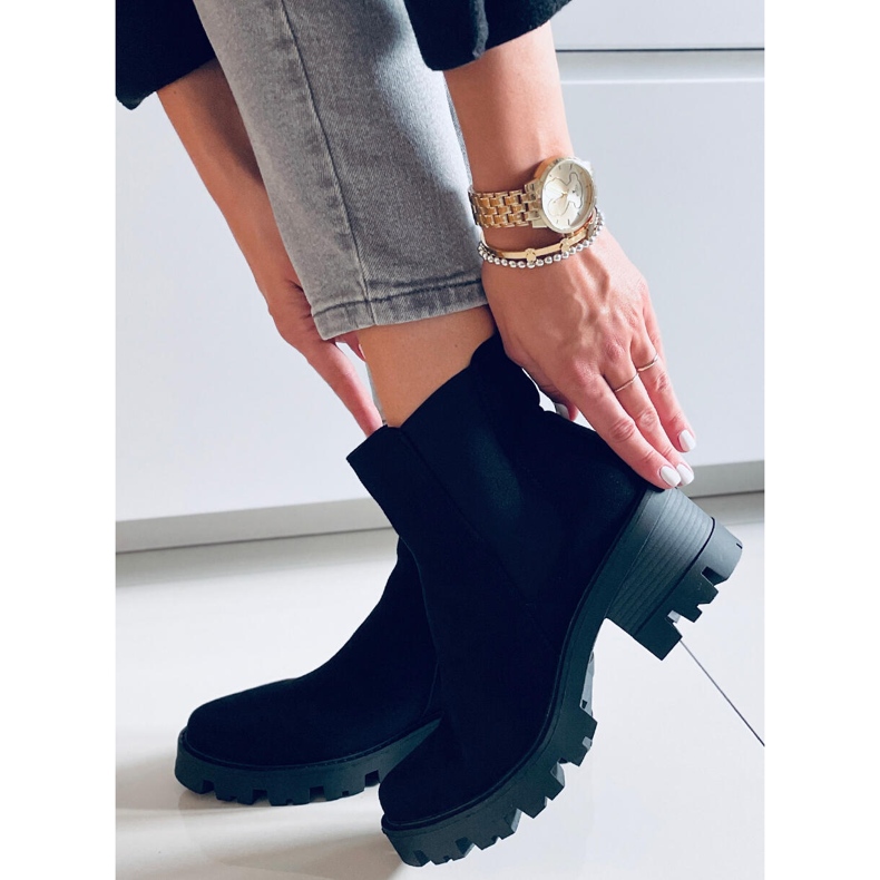 Botine Ragga Black cu toc înalt negru 2