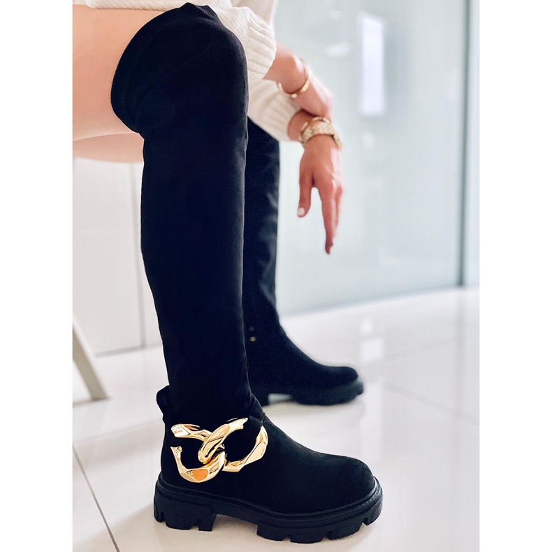 PA1 Wanted Cizme negre din piele intoarsa negru 2