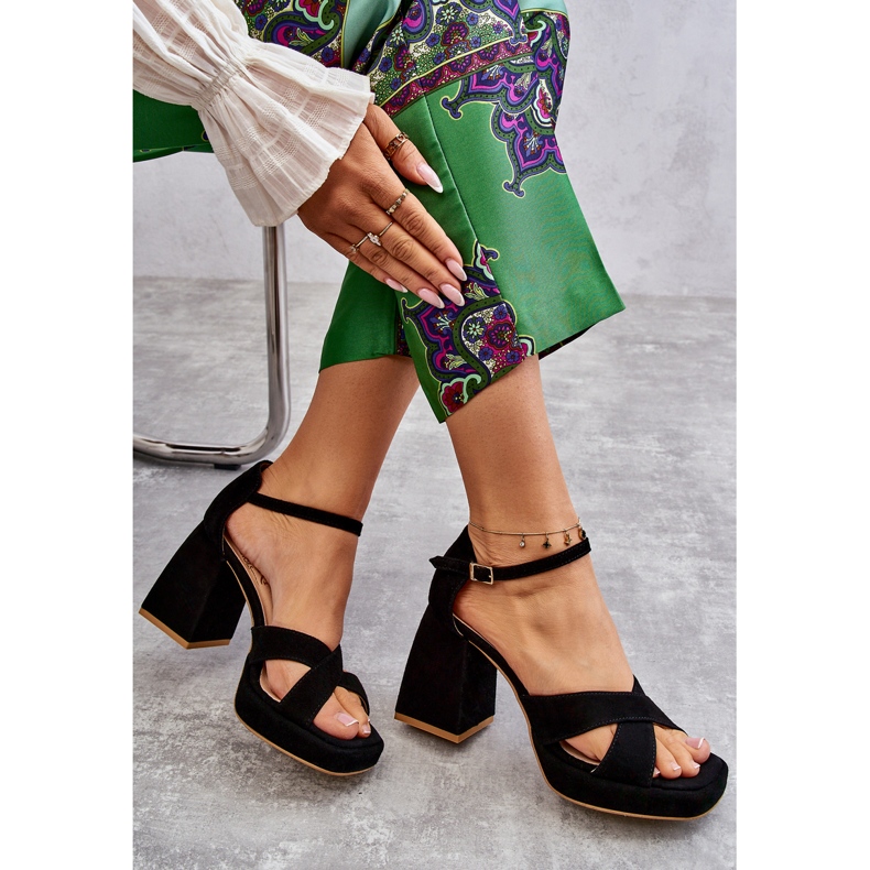 Lewski Shoes Sandale de damă din piele intoarsa cu toc inalt Leski Shoes 3221 Negru 1 Lewski Shoes Sandale de damă din piele intoarsa cu toc inalt Leski Shoes 3221 Negru 1