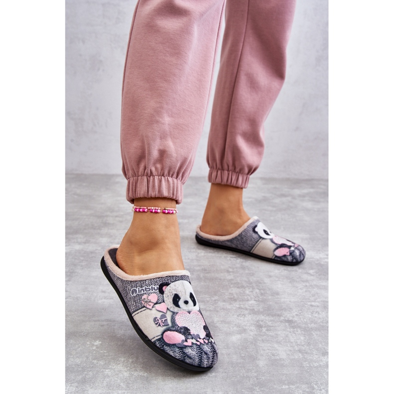 BEFADO S.A. Papuci Befado Panda Cu Inimă 155D209 Gri 2