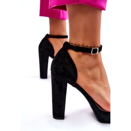 Sandale din piele intoarsa pe toc negru 2