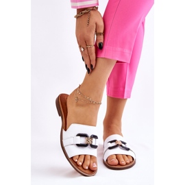 Lewski Shoes Papuci de piele pentru femei Leewski Shoes 3270 White alb 2