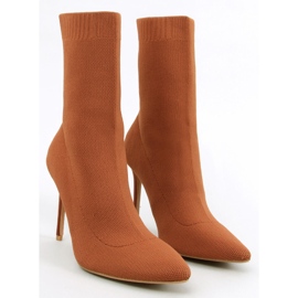 BM Botine cu toc inalt cu partea superioara elastica Moira Camel maro 2
