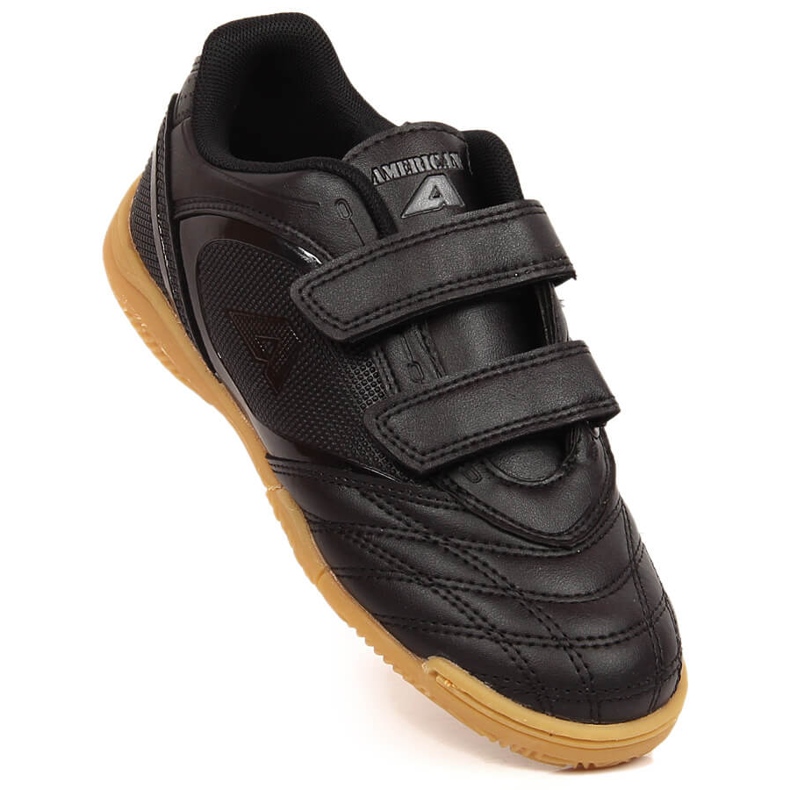 Pantofi de interior pentru copii Black American Club cu velcro negru 1