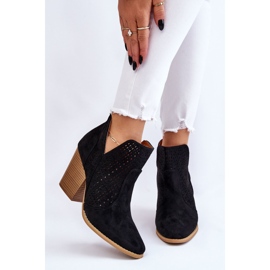 PM1 Cizme de dama pe toc inalt piele intoarsa ajurata nuante negre negru 1