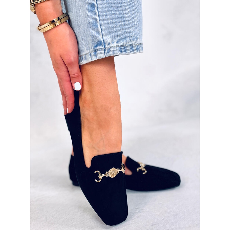 BM Mocasini Rhona Black de dama cu catarama negru 1