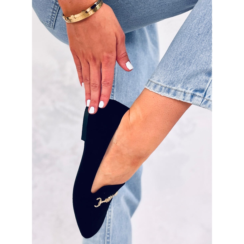 BM Mocasini Rhona Black de dama cu catarama negru 2