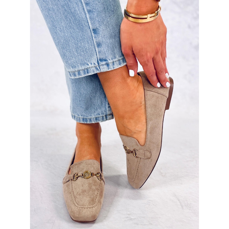 BM Mocasini de dama Rhona Khaki cu catarama bej 2