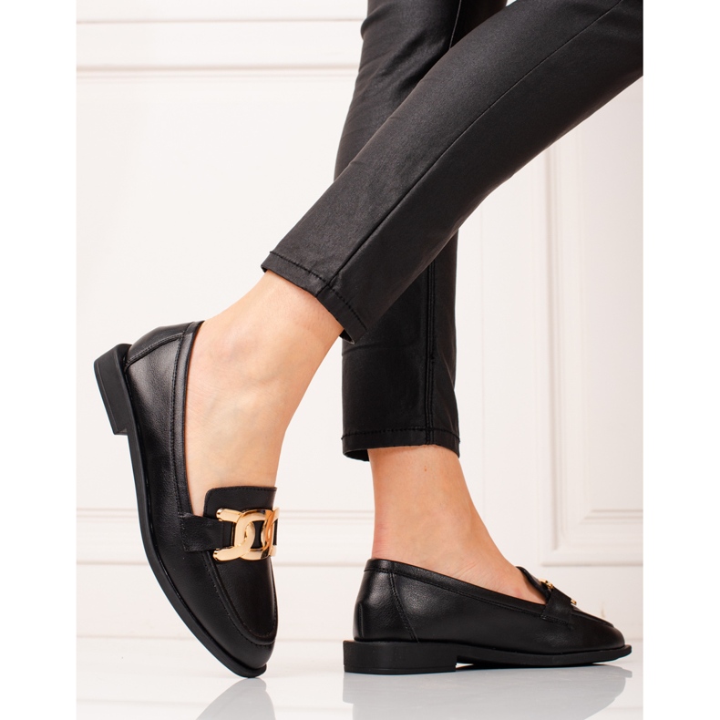 Mocasini Shelovet de dama din piele neagra negru 2