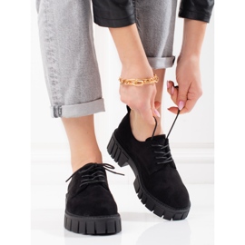 Pantofi de dama din piele intoarsa cu siret Shelovet negru 1