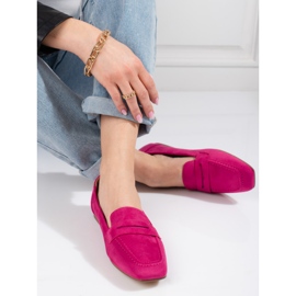 Mocasini de dama Shelovet din piele intoarsa fucsia roz 1