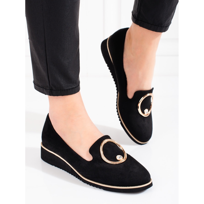 BM Mocasini dama Shelovet piele intoarsa neagra negru 1