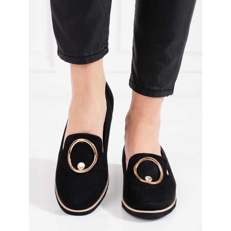 BM Mocasini dama Shelovet piele intoarsa neagra negru 2