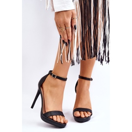 Sandale elegante din piele pe un toc negru Averie 1