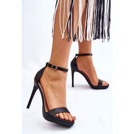 Sandale elegante din piele pe un toc negru Averie 2