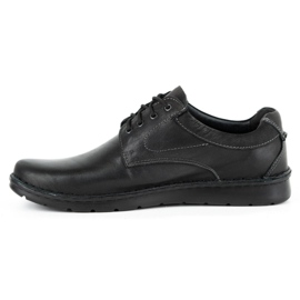 Kampol Pantofi casual barbati din piele 13/27 fata neagra negru 1