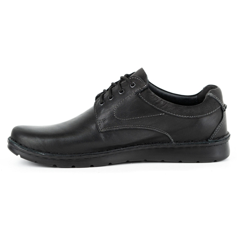 Kampol Pantofi casual barbati din piele 13/27 fata neagra negru 1