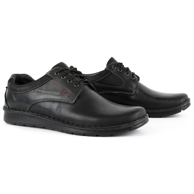 Kampol Pantofi casual barbati din piele 13/27 fata neagra negru 2