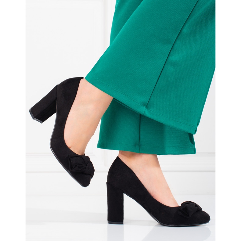 Pompe de dama Shelovet pe post cu fundita negru 1