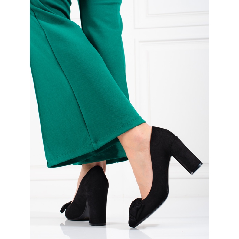 Pompe de dama Shelovet pe post cu fundita negru 2