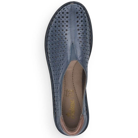Pantofi de dama din piele ajurata albastru Rieker 48457 1