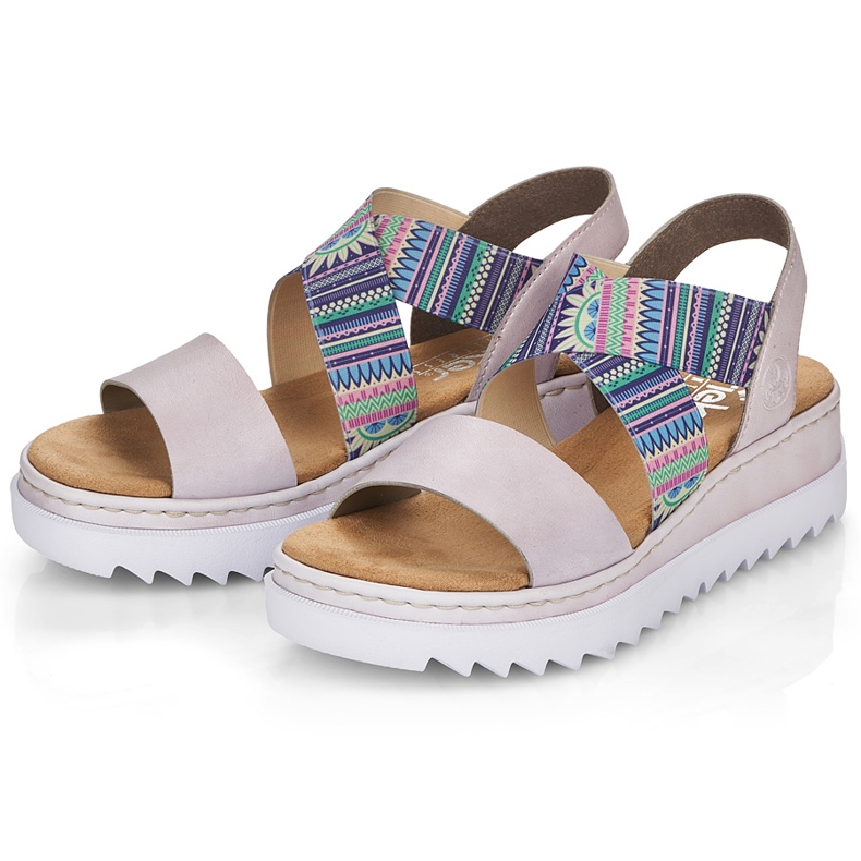 Sandale de dama cu elastice colorate Rieker V44G8-30 multicolor 2 Sandale de dama cu elastice colorate Rieker V44G8-30 multicolor 2