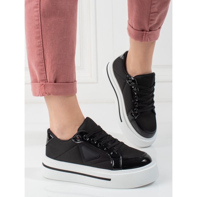 Pantofi sport de damă Shelovet negri cu platformă negru 2