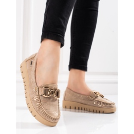 Goodin Mocasini de dama Shelovet auriu-bej de aur 1