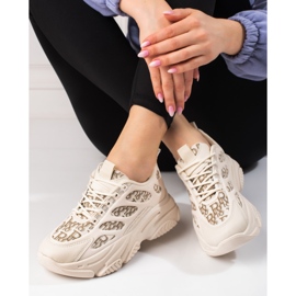 Adidași de damă Shelovet pe talpă groasă bej 1