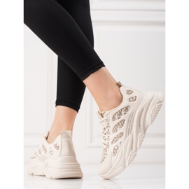 Adidași de damă Shelovet pe talpă groasă bej 2