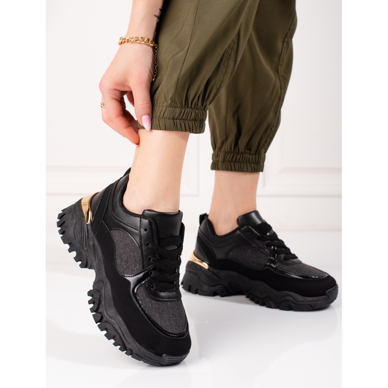 Adidasi de dama de culoare neagra pe platforma Shelovet negru 1