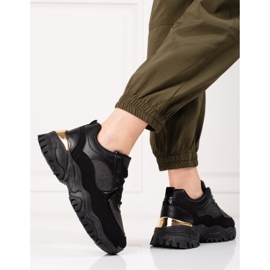 Adidasi de dama de culoare neagra pe platforma Shelovet negru 2