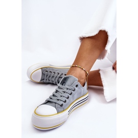 Pantofi de damă cu platformă din material Big Star LL274183 Albastru deschis 11