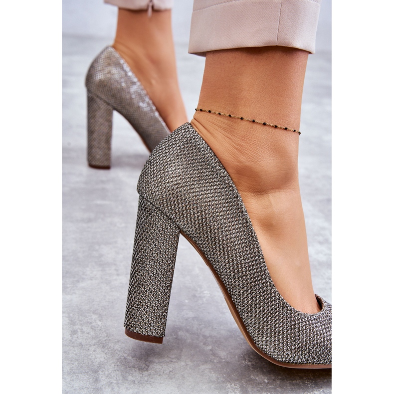 PA1 Pompe strălucitoare Pe Toc Argintiu Elmira 2