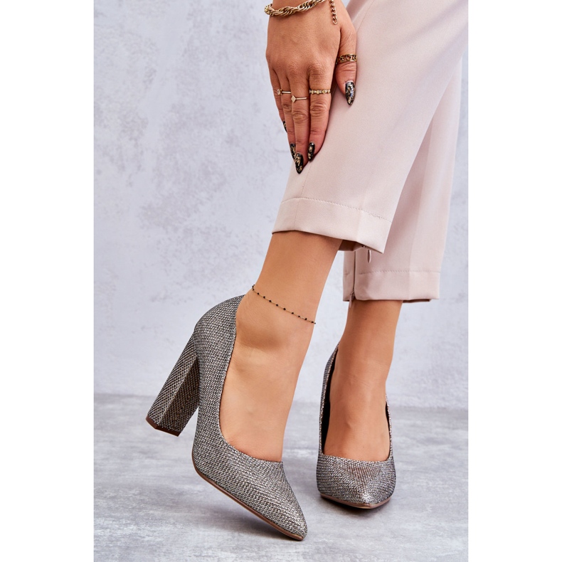 PA1 Pompe strălucitoare Pe Toc Argintiu Elmira 1