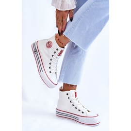 Pantofi de damă cu platformă textilă înaltă Big Star LL274185 alb 3