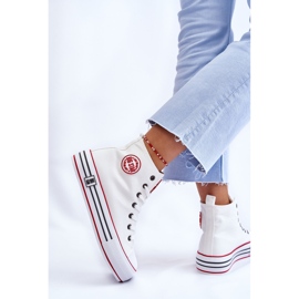 Pantofi de damă cu platformă textilă înaltă Big Star LL274185 alb 4