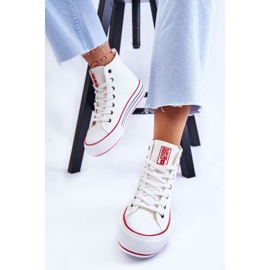 Pantofi de damă cu platformă textilă înaltă Big Star LL274185 alb 7