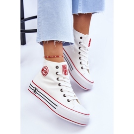 Pantofi de damă cu platformă textilă înaltă Big Star LL274185 alb 8